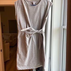 Nine West Light Gray Tie-Waist Mini Dress